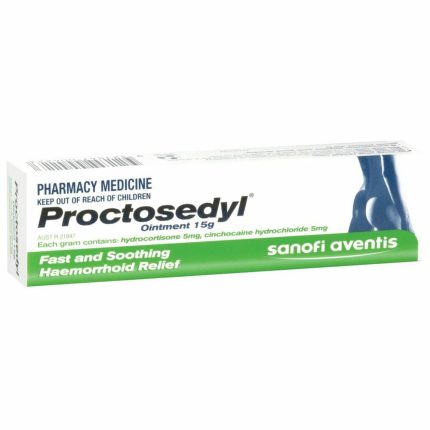 Box of Proctosedyl ointment (15 g) for fast and soothing haemorrhoid relief, by Sanofi Aventis