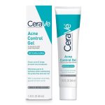 CeraVe Acne Control Gel product box and tube with blue and white design, labeled acne treatment with 2% salicylic acid and with AHA & BHA