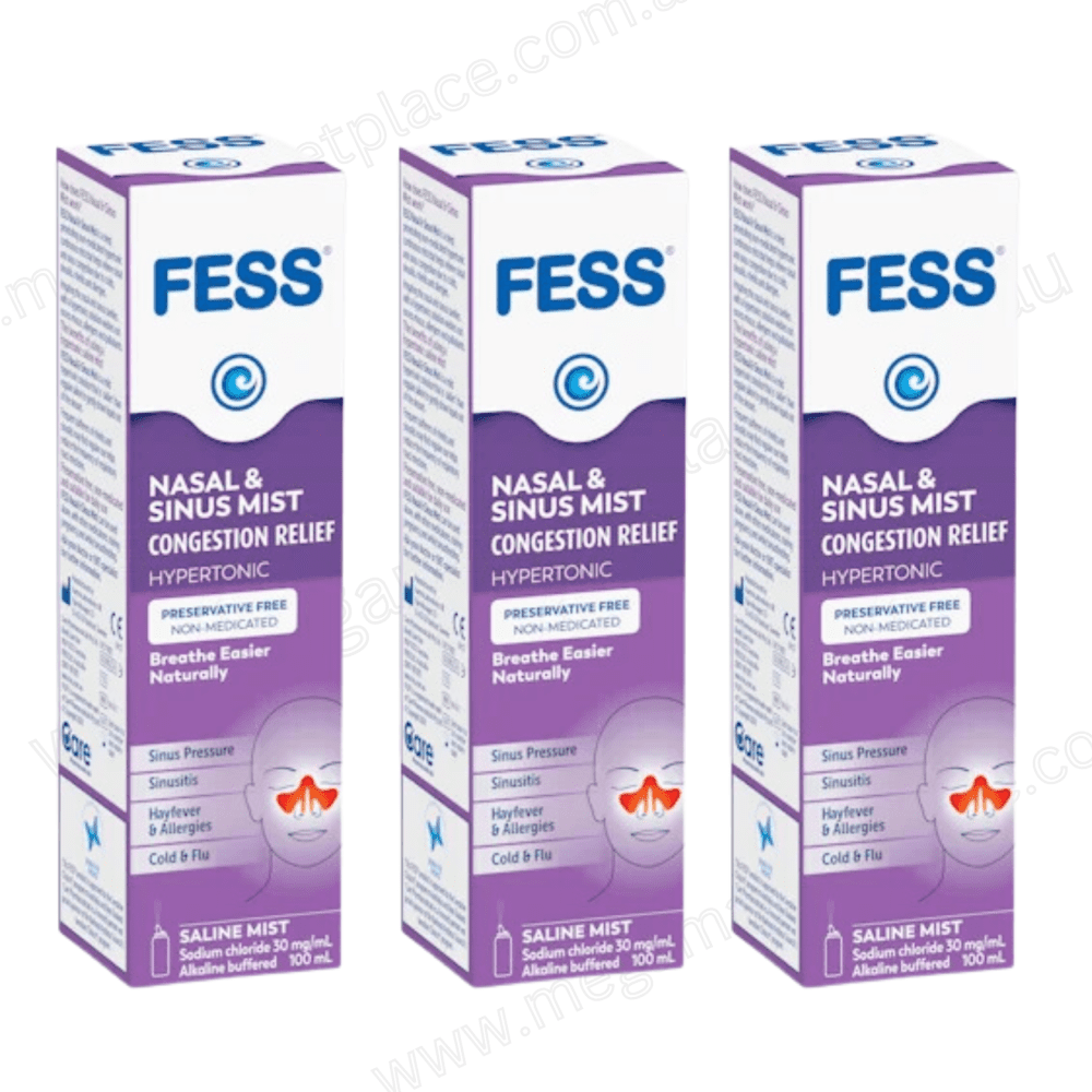 Lot of 3 Fess Nasal & Sinus Saline Mist 100ml