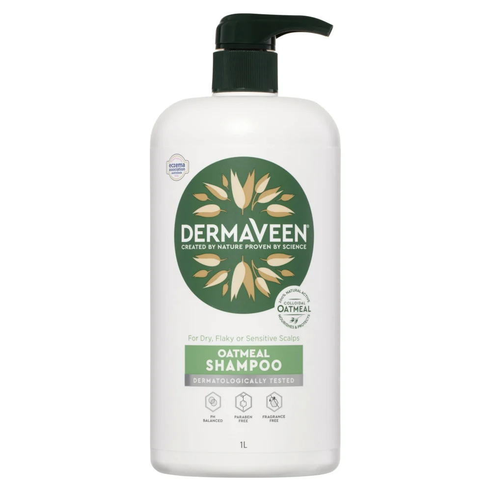 dermaveen1 Dermaveen Oatmeal Shampoo bottle with pump, for dry or sensitive scalps, 1L.