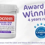 Sudocrem healing cream jar with an award banner reading 'Award Winning 4 years running' and a Canstar badge beside it