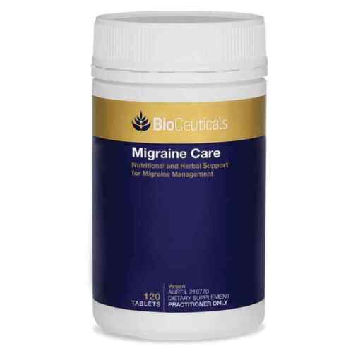 BioCeuticals Migraine Care 120 Tablets Mild Migraines Relief Vegan Main Image