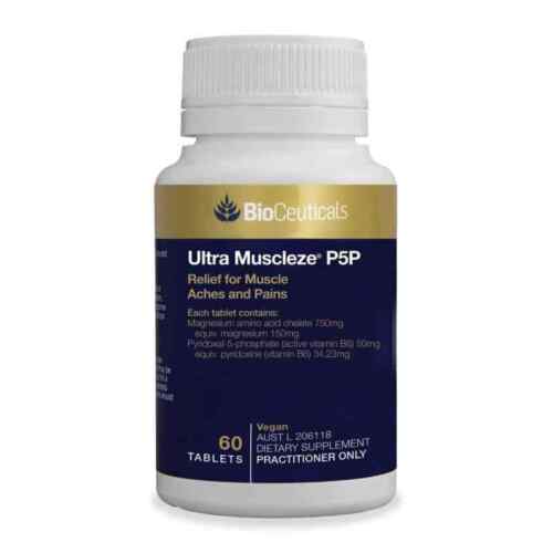 BioCeuticals Ultra Muscleze P5P 60 Tablets Magnesium 150mg + B6 Supplement PMT Main Image