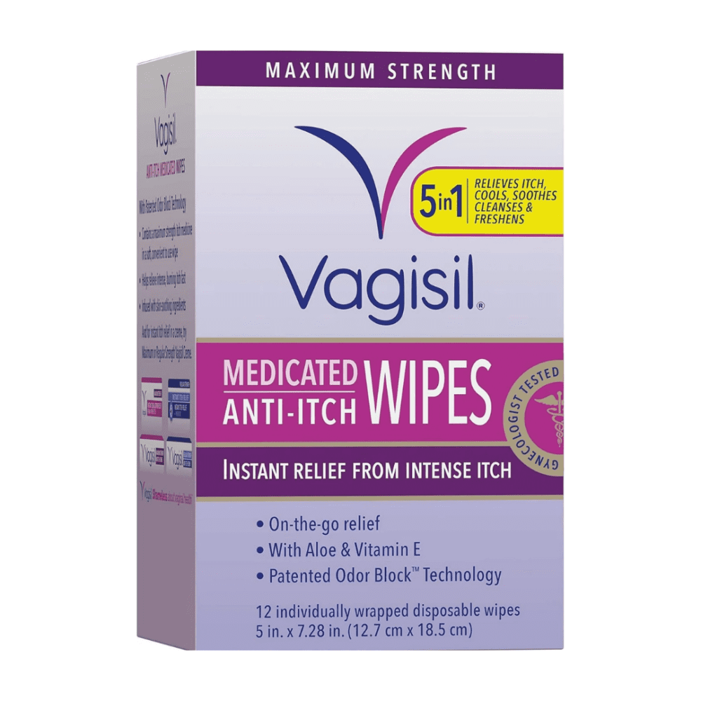 Vagisil Medicated Intimate 12 Wrapped Wipes -Relief, Soothes Itch and Irritation Main Image